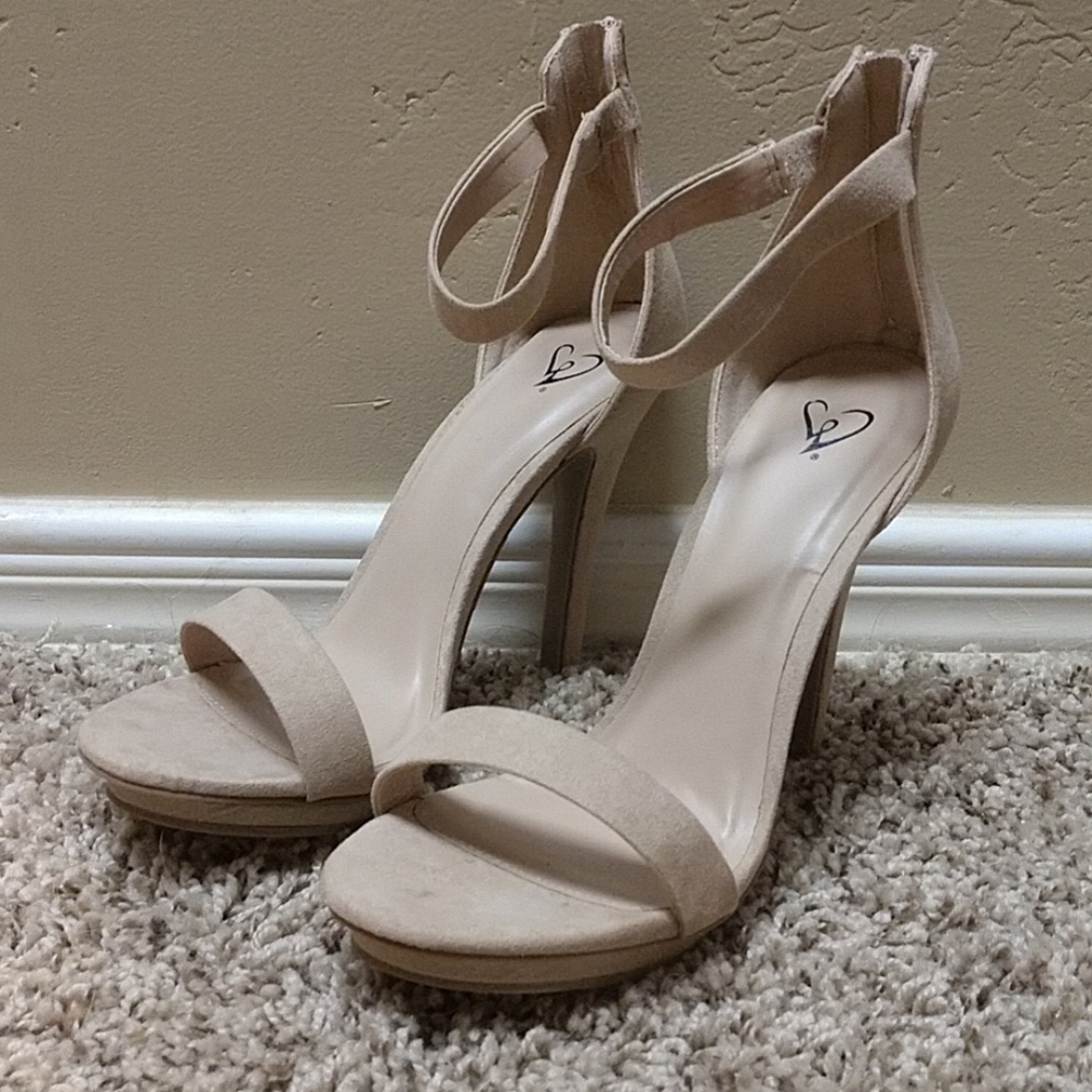 Nude suede heels